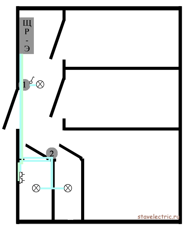 Схема освещения комнаты